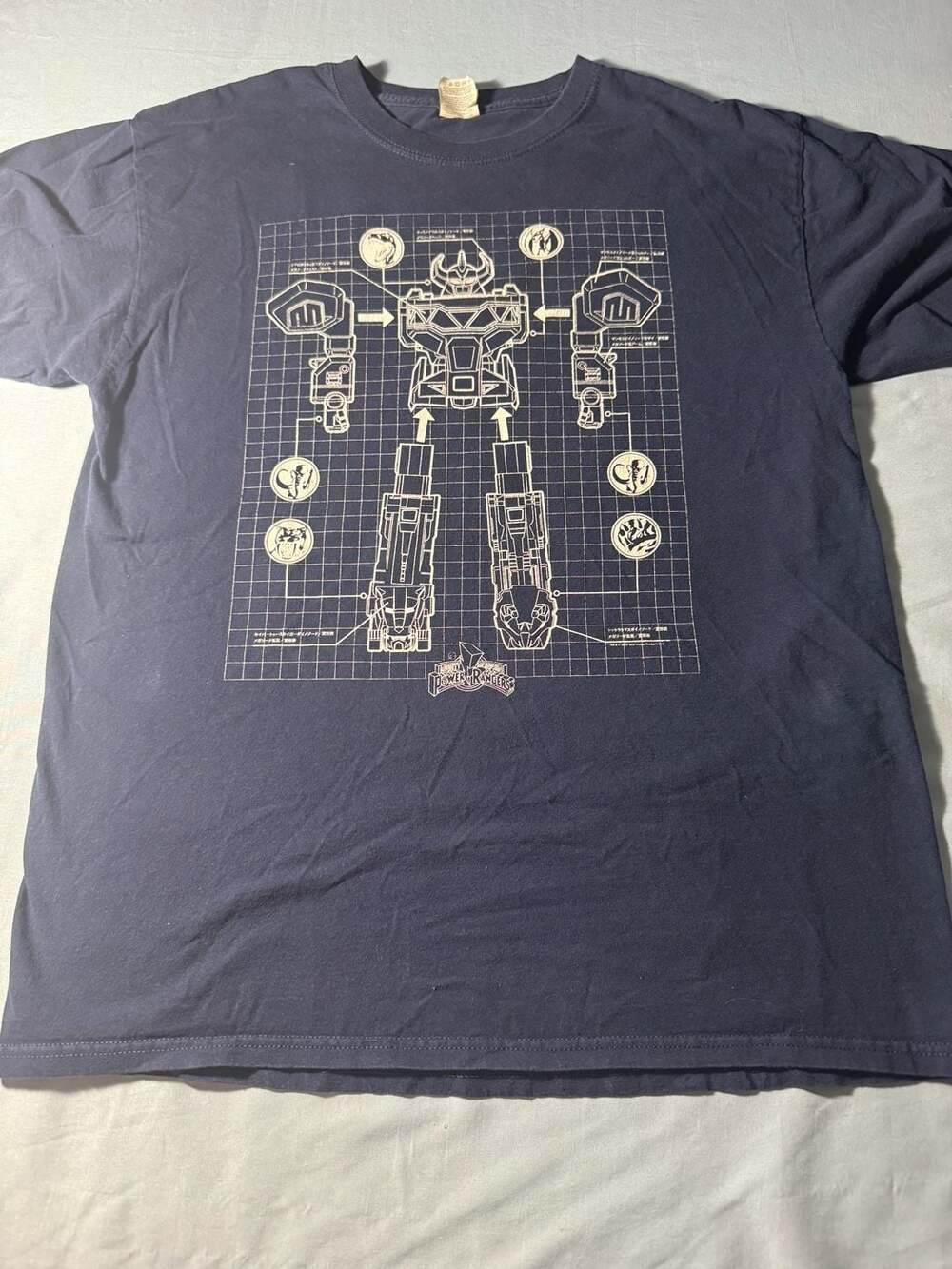Power Rangers Megazord Anatomy Size L Blue Graphic Tee